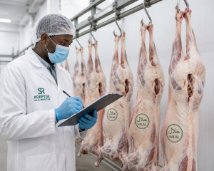 Halal meat inspection in sterile facility