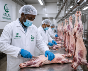 Halal meat processing in a sterile facility